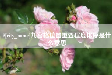 焦作九宫格位置重要程度排序是什么意思