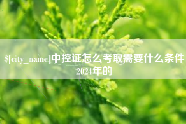 焦作中控证怎么考取需要什么条件2024年的