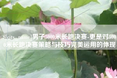 焦作男子5000米长跑决赛-更是对5000米长跑决赛策略与技巧完美运用的体现